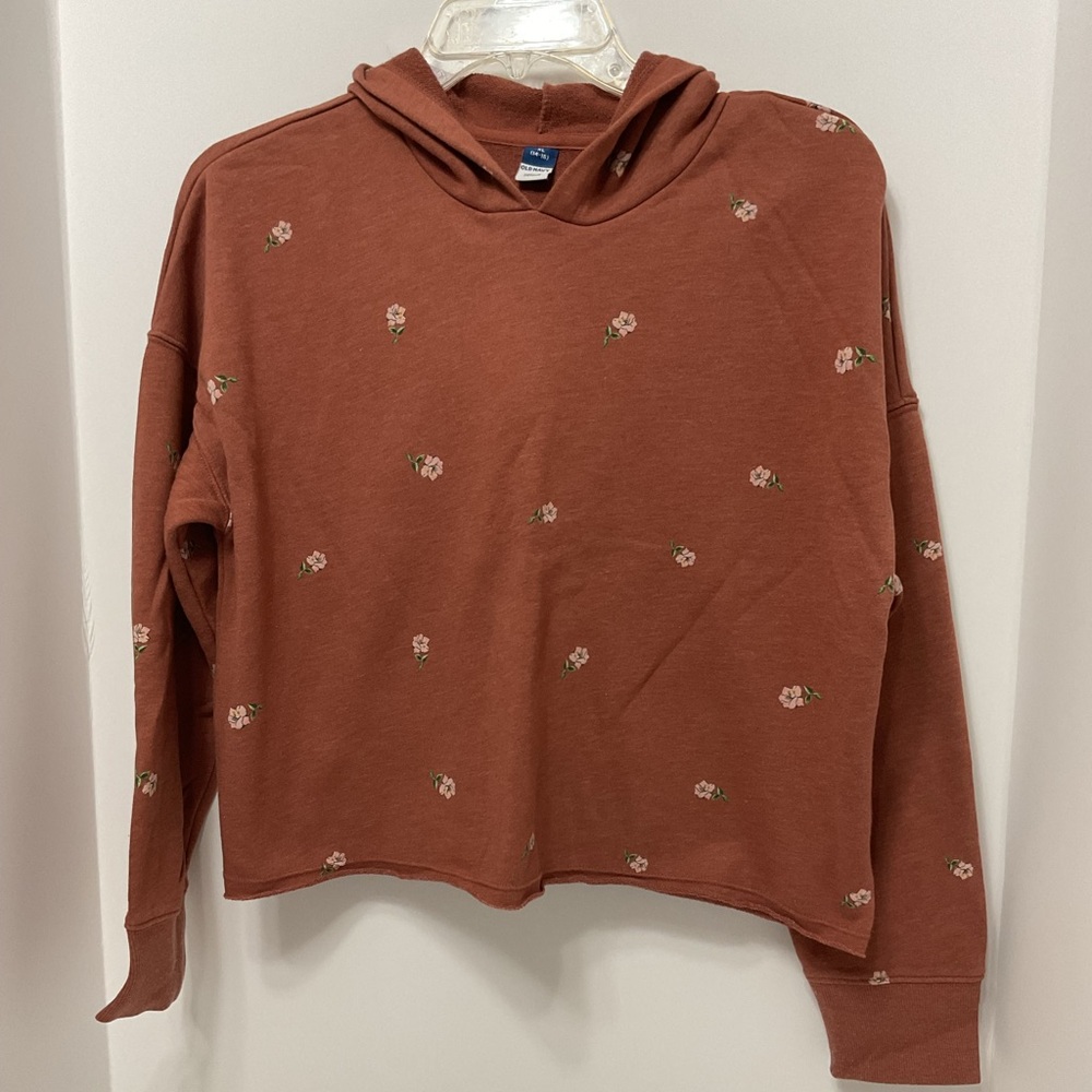 GIRLS OLD NAVY FLORAL HOODED L/S TOP - SZ XL 14-16